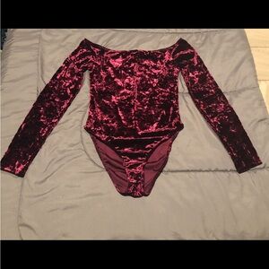 Forever 21 Maroon Velour Bodysuit